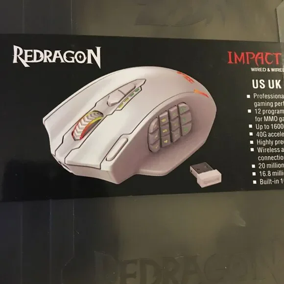 Redragon M913 Impact Elite Wireless Gaming Mouse, 16000 DPI Wired/Wireless - Picture 1 of 6